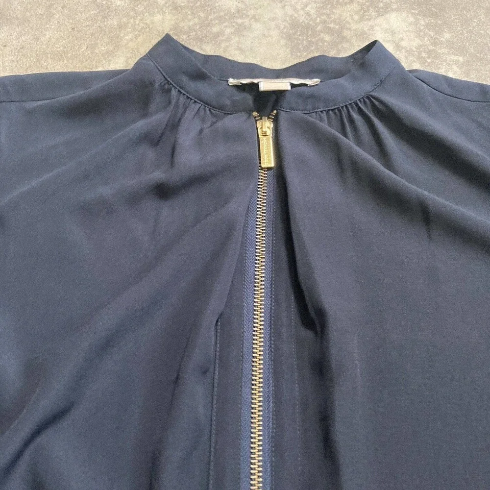 Michael Kors Blouse Womens‎ Size 6 Long Sleeve 1/4 Zip Navy Blue Pullover